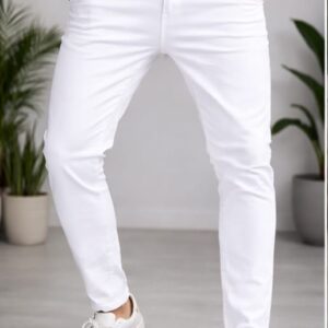 🤍 men’s classic white slim fit pants
